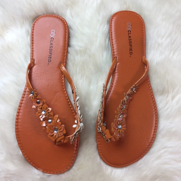 City Classified Shoes - 💖 NEW Orange Flower Flip Flops